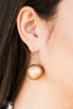 Load image into Gallery viewer, Brown tan bead hanging from a silver fish hook earring.