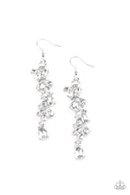 Load image into Gallery viewer, Twinkling tiers of teardrop and oval white rhinestones cascade from the ear, fanning out into a jaw-dropping statement piece. Earring attaches to a standard fishhook fitting.