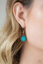 Load image into Gallery viewer, Turquoise stone hanging from a fish hook earring.