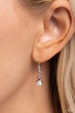 Load image into Gallery viewer, Dotted with iridescent rhinestone centers, whimsical Rose Violet paint flowers delicately link into an extended pendant below the collar for an ethereal fashion. Features an adjustable clasp closure. Due to its prismatic palette, color may vary. Sold as one individual necklace. Includes one pair of matching earrings.