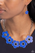 Load image into Gallery viewer, Cascading from a collection of glistening silver links, Persian Jewel-painted airy flowers bloom across the collar. Embellished around each center, Kohlrabi and orange beads are dotted in an alternate pattern for additional whimsical color. Features an adjustable clasp closure. Sold as one individual necklace. Includes one pair of matching earrings.