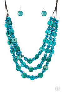 Barbados Bopper - Blue Wood Necklace