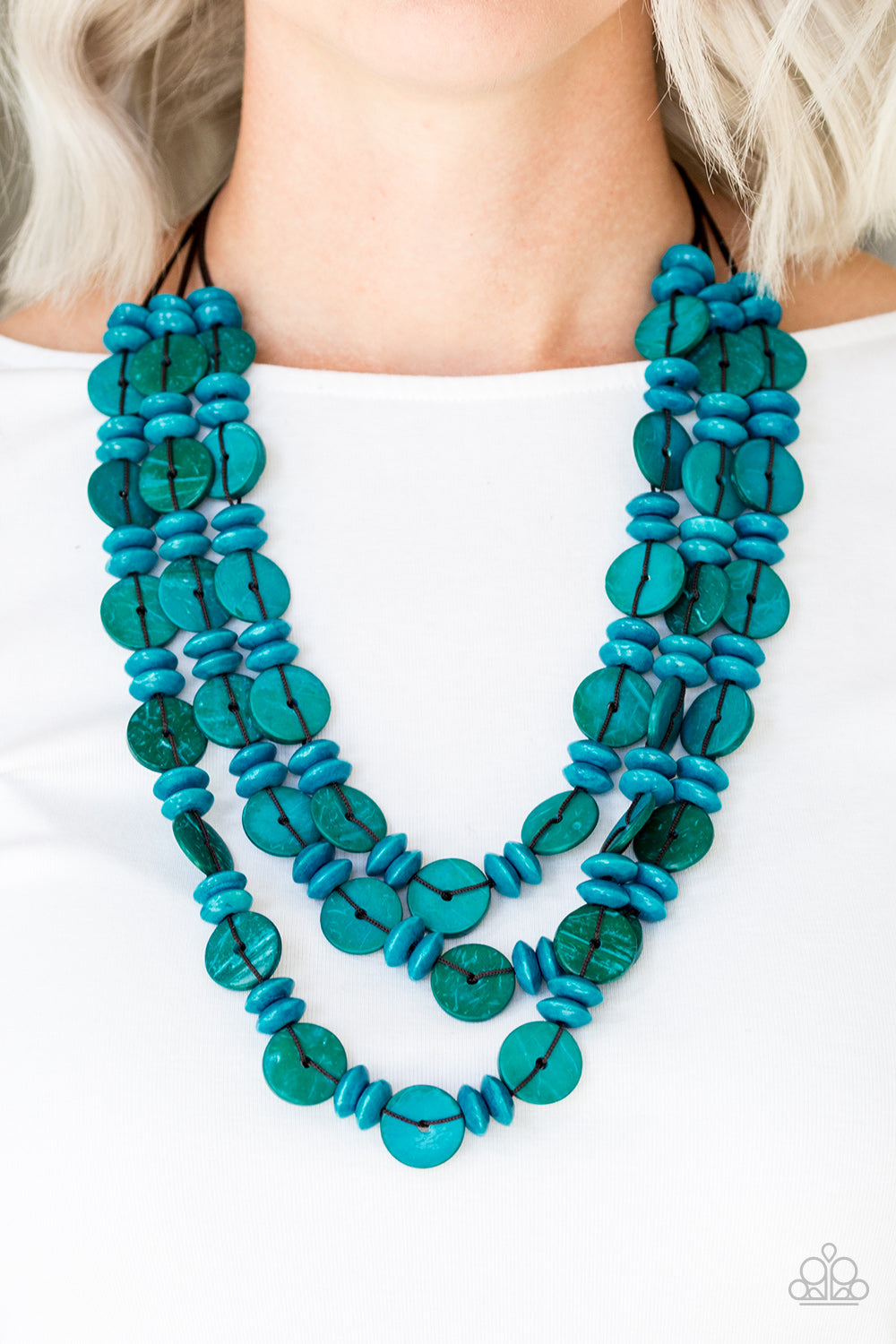 Barbados Bopper - Blue Wood Necklace