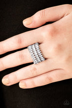 Load image into Gallery viewer, Featuring refined marquise cuts, glittery white rhinestones flare from a center of glassy white rhinestones, creating a regal band across the finger. Features a stretchy band for a flexible fit. Sold as one individual ring.
