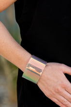 Load image into Gallery viewer, Featuring a holographic shimmer, a thick multicolored acrylic cuff wraps around the wrist for a retro inspired fashion.  Sold as one individual bracelet.

