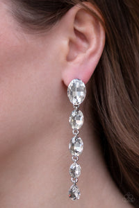 Red Carpet Radiance - White Rhinestone Earrings