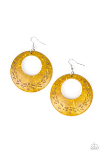 Beach Club Clubbin - Yellow Wood Earrings