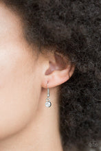 Load image into Gallery viewer, Small rhinestone, hanging from a silver fish hook earring.
