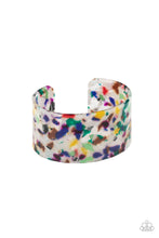 Load image into Gallery viewer, Featuring a multicolored tortoise shell-like pattern, a thick acrylic cuff delicately curls around the wrist for a colorfully chic look.  Sold as one individual bracelet.
