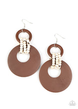 Load image into Gallery viewer, Beach Day Drama - Brown Wood Earrings
