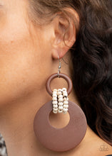 Load image into Gallery viewer, Beach Day Drama - Brown Wood Earrings
