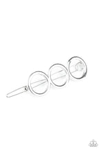 Load image into Gallery viewer, A trio of silver rings delicately connect into an airy minimalist inspired frame. Features a clamp barrette closure.  Sold as one individual hair clip.
