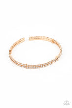 Load image into Gallery viewer, Held together with dainty gold fittings, two glittery strands of white rhinestones delicately curl around the wrist for a timeless finish.  Sold as one individual bracelet.
