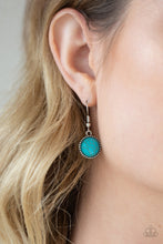 Load image into Gallery viewer, Turquoise stone hanging from a fish hook earring.
