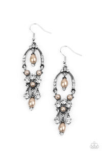Back In The Spotlight - Brown Rhinestones Earrings