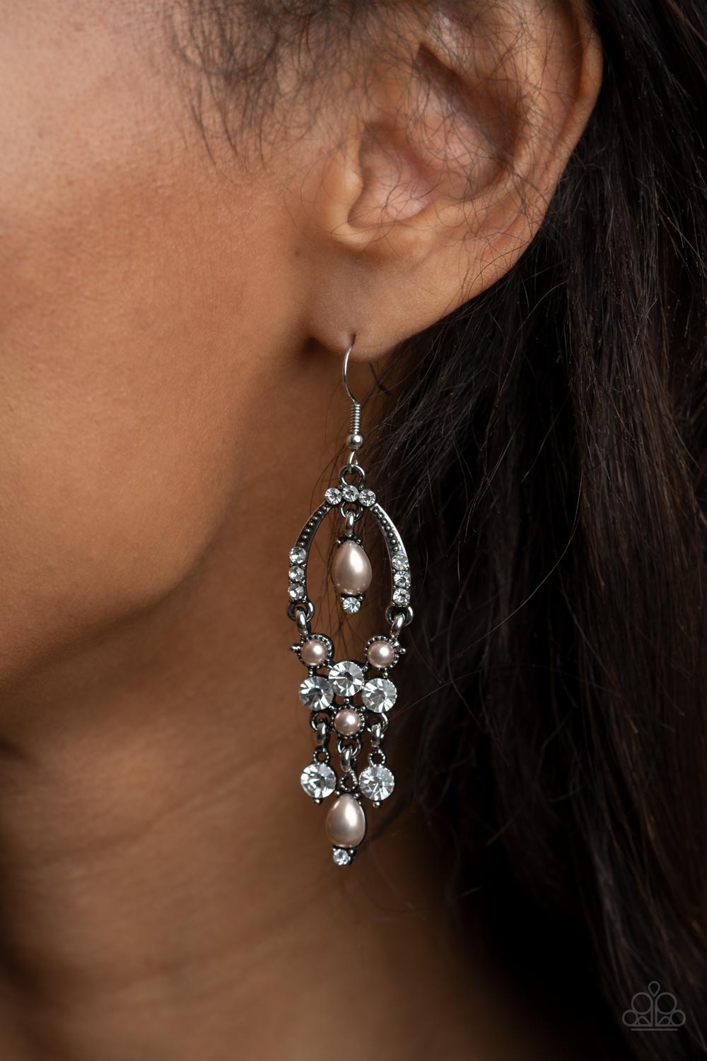 Back In The Spotlight - Brown Rhinestones Earrings