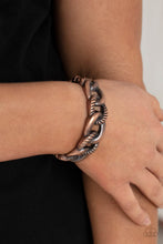 Load image into Gallery viewer, Featuring plain and textured finishes, chunky copper links interconnect into an edgy bangle-like cuff. Features a hinged closure.  Sold as one individual bracelet.
