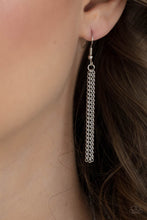 Load image into Gallery viewer, Silver chains hanging from a silver fish hook earring.
