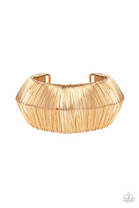 Wild About Wire - Gold Oversized Wire Cuff Bracelet
