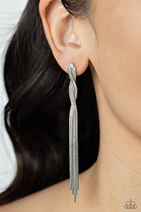 Ropes of silver snake chains gently twist and release into a timeless tassel, resulting in a classic shimmer. Earring attaches to a standard post fitting.  Sold as one pair of post earrings.