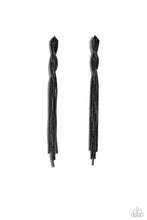 Load image into Gallery viewer, Ropes of gunmetal snake chains gently twist and release into a timeless tassel, resulting in a classic shimmer. Earring attaches to a standard post fitting.  Sold as one pair of post earrings.
