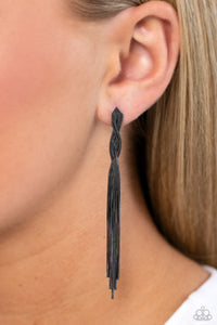 Ropes of gunmetal snake chains gently twist and release into a timeless tassel, resulting in a classic shimmer. Earring attaches to a standard post fitting.  Sold as one pair of post earrings.
