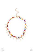 Load image into Gallery viewer, Seed beads in colorful shades mingle with pearls in a variety of shapes for a charismatic finish. A dainty gold chain, with dangling dainty oval pearls combines with the seed bead strand for a beach-inspired finish. Features an adjustable clasp closure.  Sold as one individual anklet.
