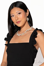 Load image into Gallery viewer, A treasure trove of textures and sheen emerges along the neckline, as a collection of beads, gems, and pearls group into haphazard clusters. From iridescent teardrops to glowing cat’s eyes, emerald-cut rhinestones to gold-flecked acrylics, new details emerge at every angle. Pronged fittings adorn each individual bead, adding hints of metallic sheen while emphasizing the design’s handcrafted character and vintage refinement.
