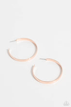 Load image into Gallery viewer, Radiating with high-sheen detail, a sleek, thick rose gold hoop curls around the ear for a classic, staple look. Earring attaches to a standard post fitting. Hoop measures approximately 1 3/4&quot; in diameter. Sold as one pair of hoop earrings.
