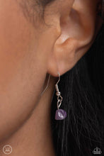 Load image into Gallery viewer, Infused along an invisible string, a chiseled collection of amethyst stones and various silver beads wrap around the collar for an earthy pop of color. Features an adjustable clasp closure. As the stone elements in this piece are natural, some color variation is normal.  Sold as one individual choker necklace. Includes one pair of matching earrings.
