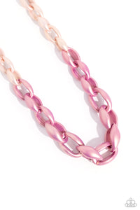 Tender Peach and a softer shade of Rose Violet concaved hoops gradually increase in size as they elongate towards the middle of the neckline for a colorful combination. Features an adjustable clasp closure.  Sold as one individual necklace. Includes one pair of matching earrings.