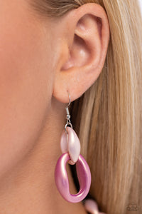 Tender Peach and a softer shade of Rose Violet concaved hoops gradually increase in size as they elongate towards the middle of the neckline for a colorful combination. Features an adjustable clasp closure.  Sold as one individual necklace. Includes one pair of matching earrings.