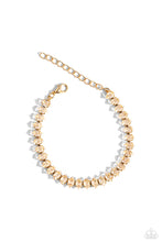 Load image into Gallery viewer, Featuring gold square fittings, crystal-like marquise-cut gems delicately link into a glamorous, refined centerpiece around the wrist. Features an adjustable clasp closure.  Sold as one individual bracelet
