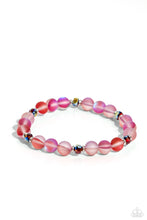 Load image into Gallery viewer, Infused with silver accents and faceted red beads, a dreamy collection of frosted glassy red beads is threaded along a stretchy band around the wrist for an enchanting glow.  Sold as one individual bracelet.
