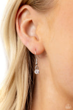 Load image into Gallery viewer, Single rhinestone hanging from a silver fish hook earring.
