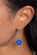 Load image into Gallery viewer,  Cascading from a collection of glistening silver links, Persian Jewel-painted airy flowers bloom across the collar. Embellished around each center, Kohlrabi and orange beads are dotted in an alternate pattern for additional whimsical color. Features an adjustable clasp closure.  Sold as one individual necklace. Includes one pair of matching earrings. 
