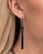 Load image into Gallery viewer, Featuring a sleek gunmetal finish, a herringbone chain loops below the collar for a bold basic. Features an adjustable clasp closure. Sold as one individual choker necklace. Includes one pair of matching earrings.
